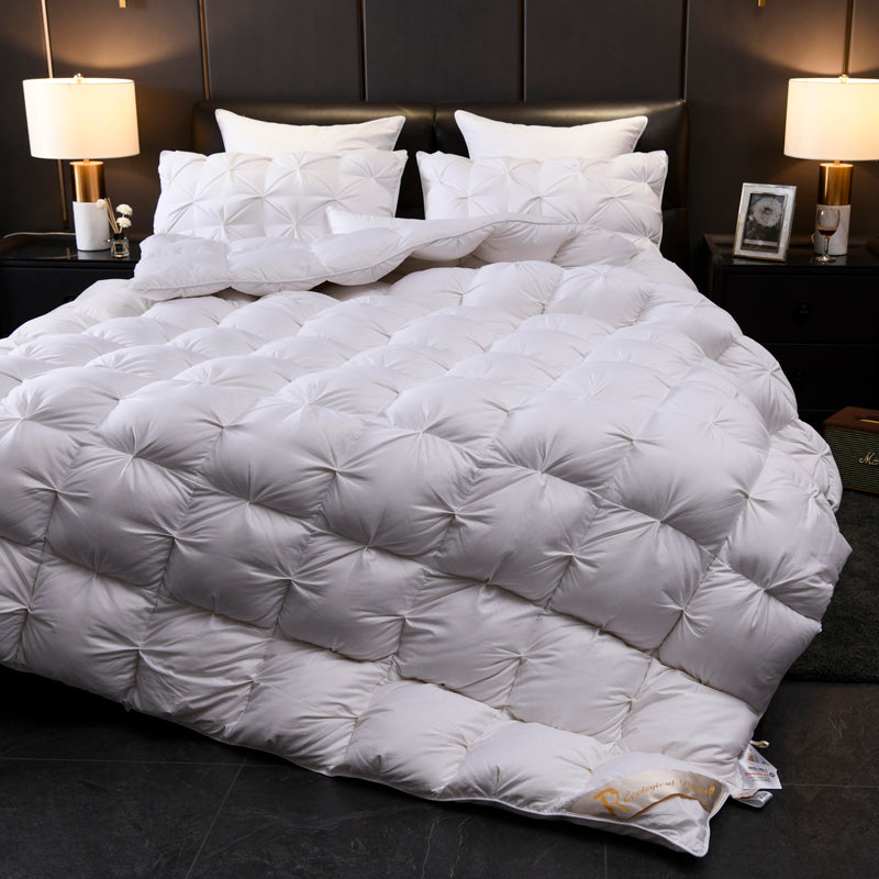 White Luxurious Quilted Cotton Goose Down Comforter