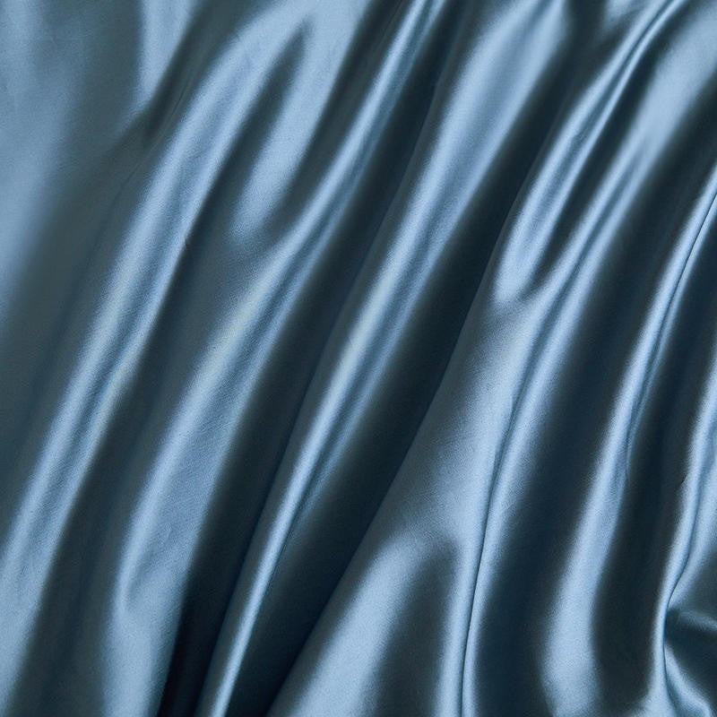 Blue Satin Duvet Cover Set (Egyptian Cotton) - 4 Piece Set *Price Drop Event Product*