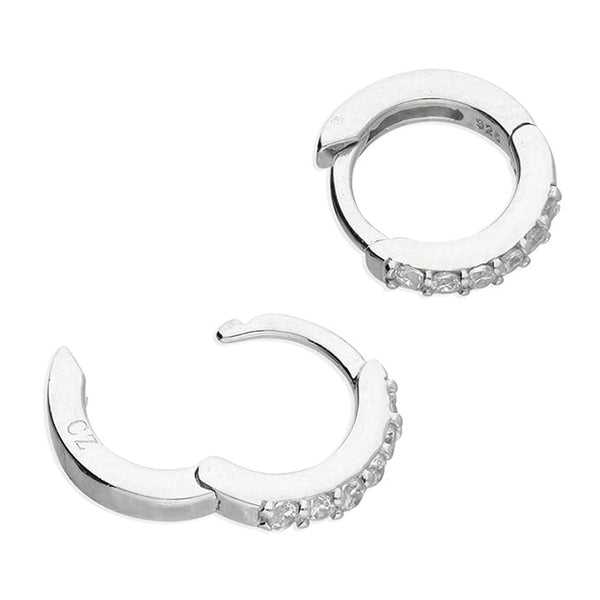 Curve Silver Huggie Earrings
