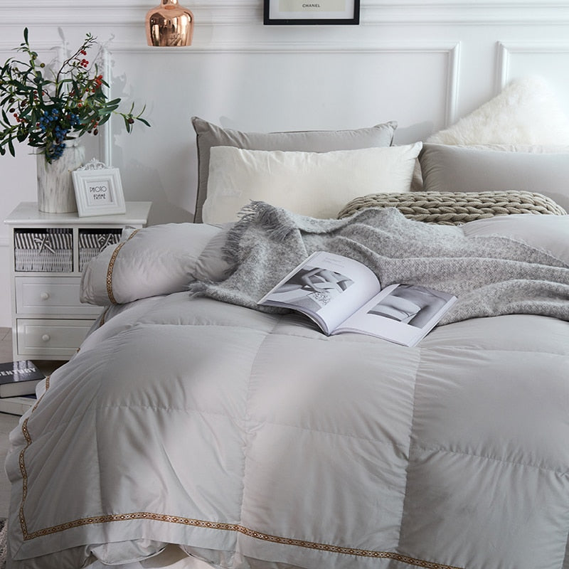 Grey Glamius Cotton Goose Down Comforter