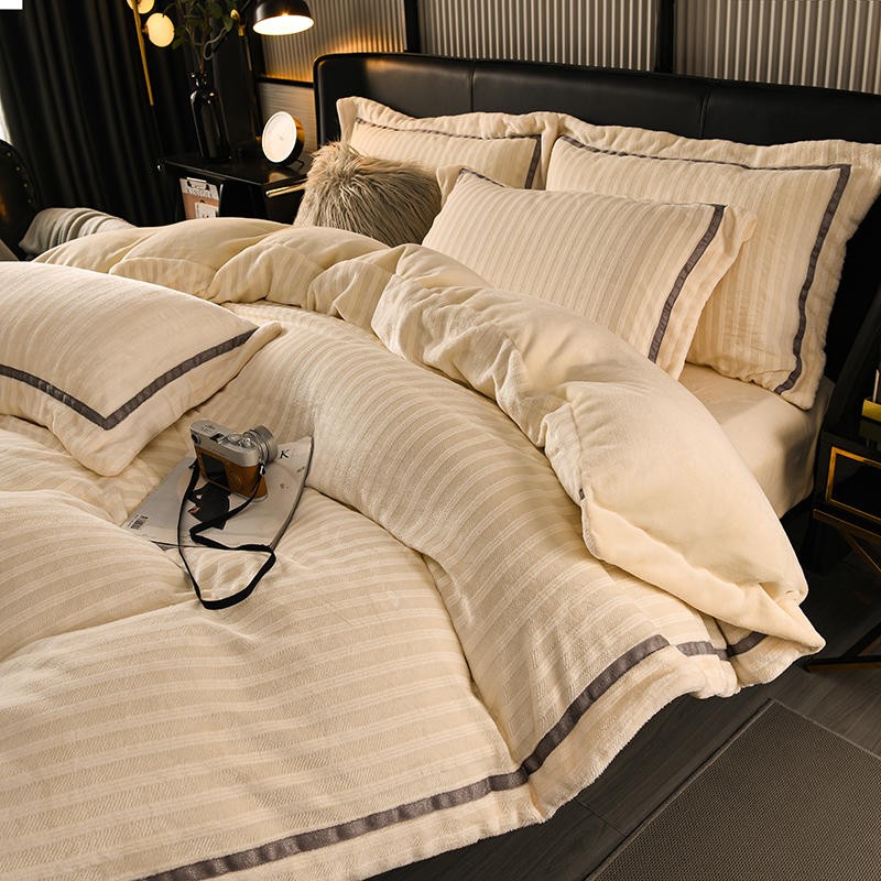 Velvet Is The Love Beige Duvet Cover Set - 4 Piece Set