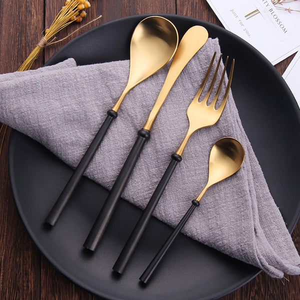 Stunge Black Gold Cutlery Set