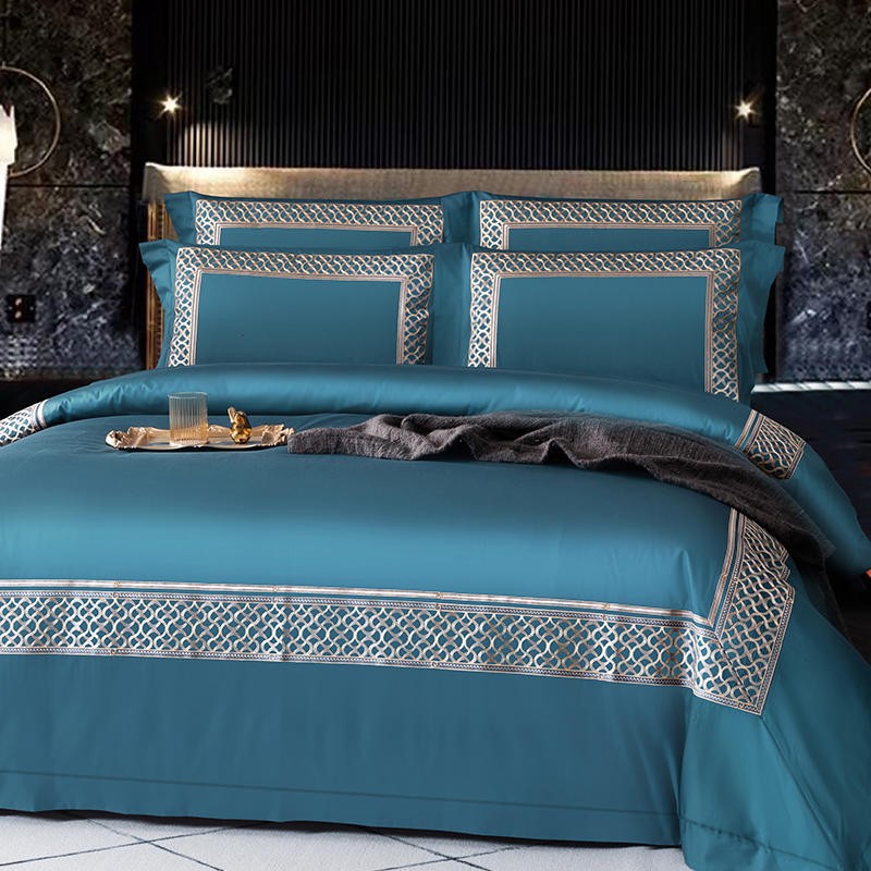 Perral Blue Duvet Cover Set (Egyptian Cotton) - 4 Piece Set