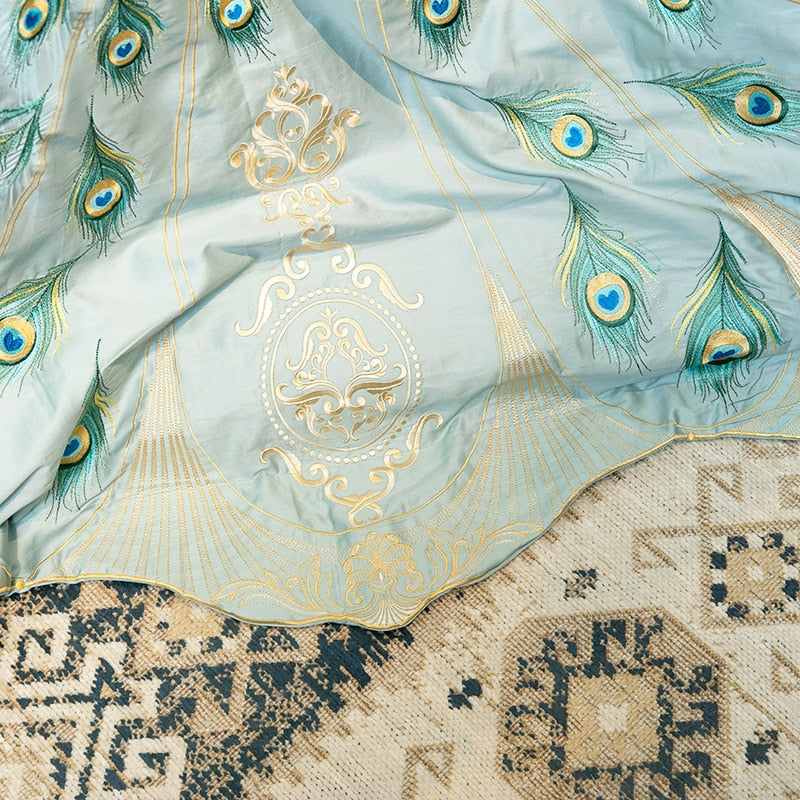 Drupoke Luxury embroidery Duvet Cover Set (Egyptian Cotton) - 4/6 Piece Set
