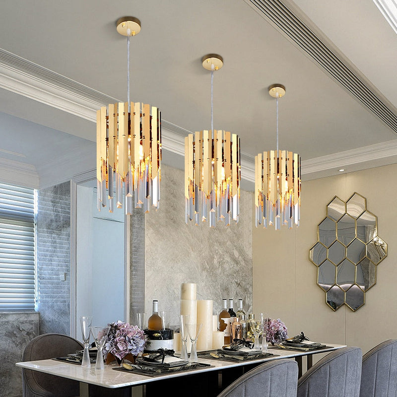 Golden S. S Round Crystal Chandelier