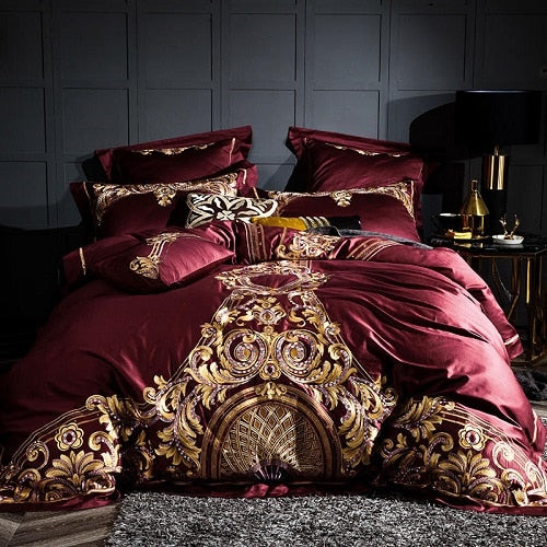 Zutapera Luxury Embroidered Duvet Cover Set (Egyptian Cotton) - 4/6 Piece Set