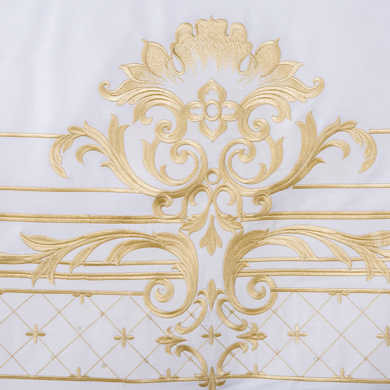 Golden Embroidery Duvet Cover Set (Egyptian Cotton) - 4/7 Piece set