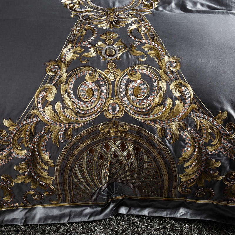 Zutapera Black Luxury Embroidered Duvet Cover Set (Egyptian Cotton) - 4/6 Piece Set