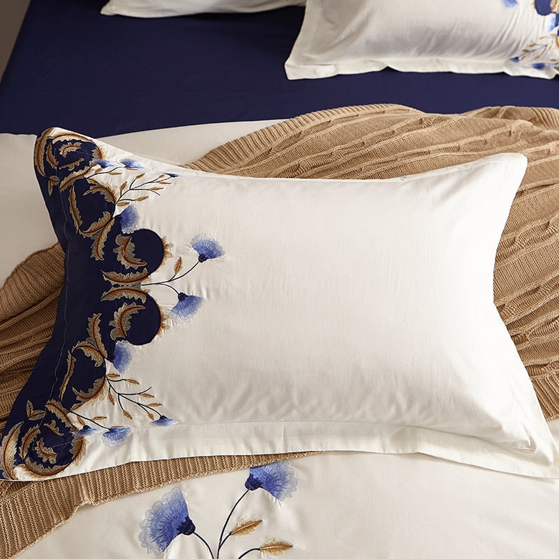 Blual Embroidered Duvet Cover Set (Egyptian Cotton) - 4/6 Piece Set