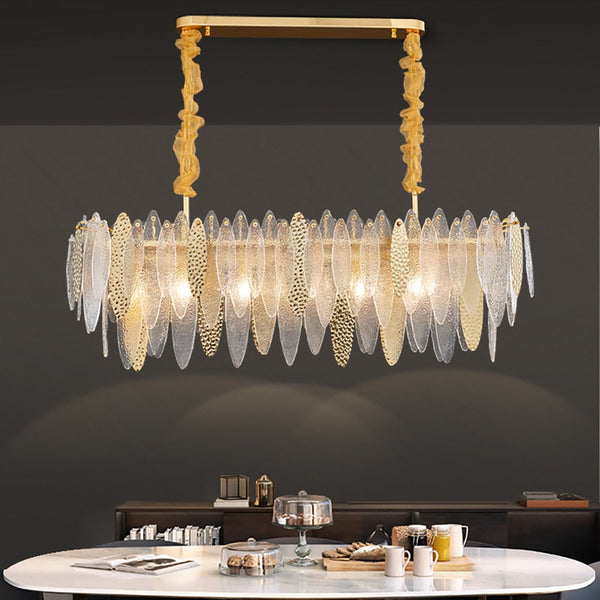 Golden leaf Rectangle Crystal Chandelier