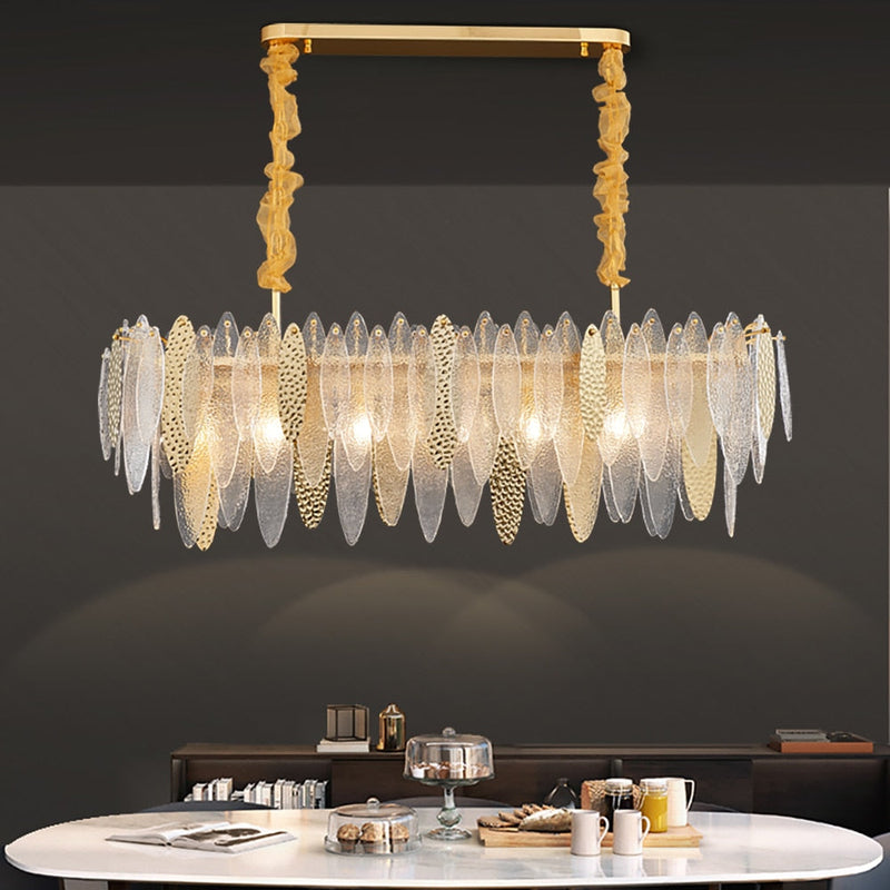 Golden leaf Rectangle Crystal Chandelier