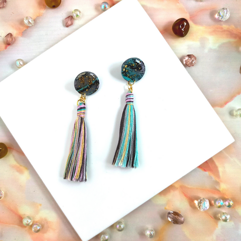 "Harlow" Polymer Clay Earrings with Tassel