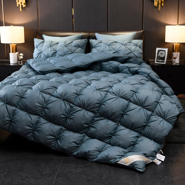 Blue Luxurious Quilted Cotton Goose Down Comforter