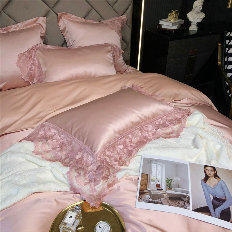 Dolrace P. Edge Satin Egyptian Cotton Duvet Cover Set - 4/7 Piece Set