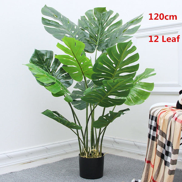 Faux Potted Tropical Monstera Plants