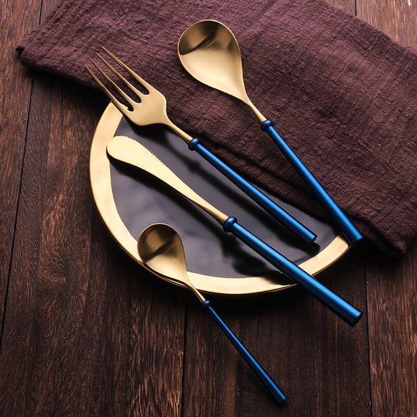 Stunge Blue Gold Cutlery Set