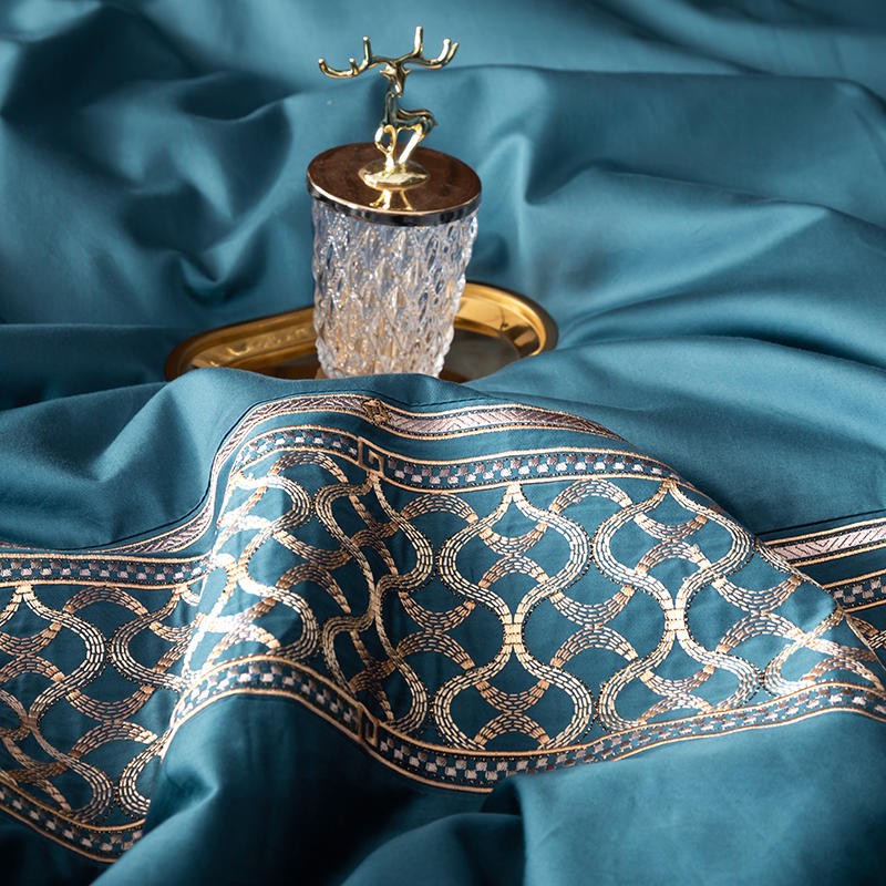Perral Blue Duvet Cover Set (Egyptian Cotton) - 4 Piece Set
