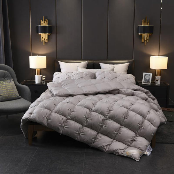 Grey Luxurious Quilted Cotton Goose Down Comforter