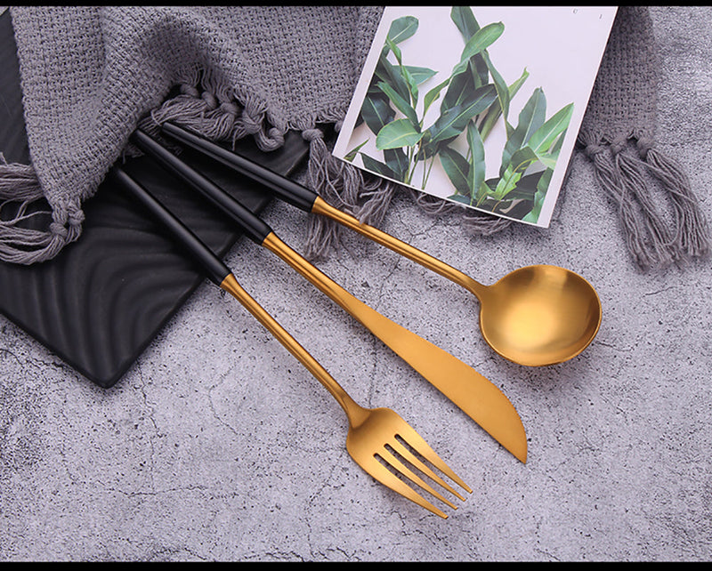 Vennet Black Gold Cutlery Set