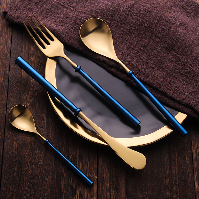 Stunge Blue Gold Cutlery Set