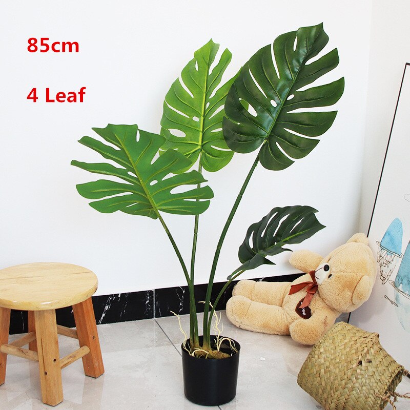 Faux Potted Tropical Monstera Plants