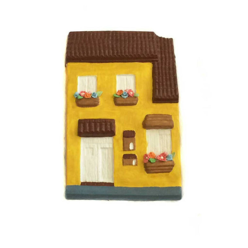 Wall Plaque Yellow House Hand Painted
