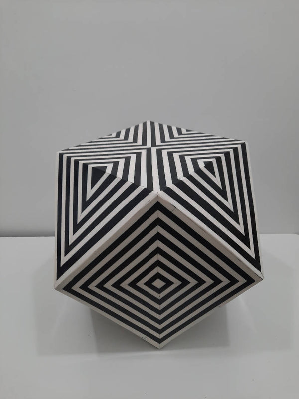 Geometric Bone Inlay Side Table