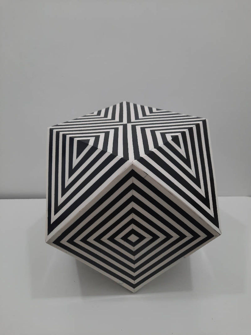 Geometric Bone Inlay Side Table