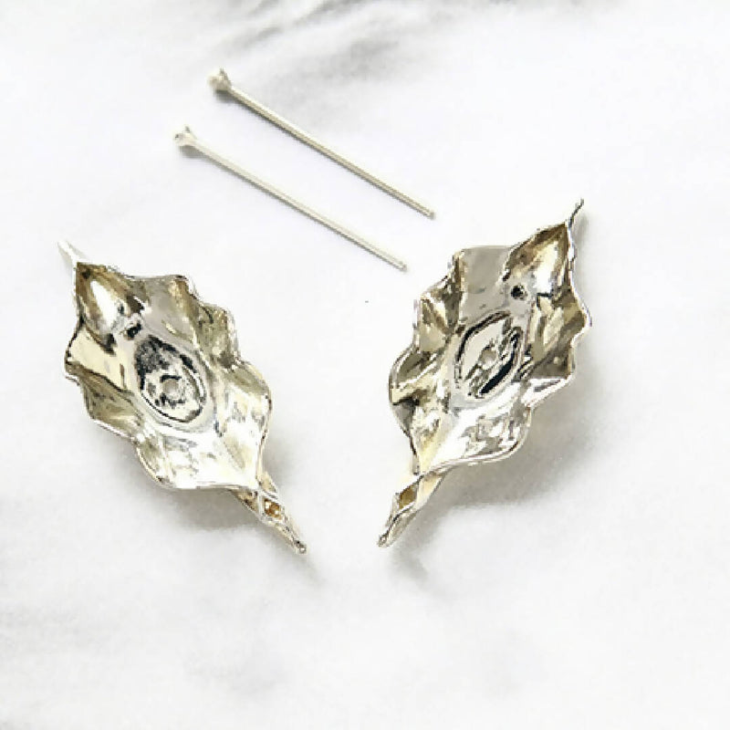 Leaf earring style - silver colour