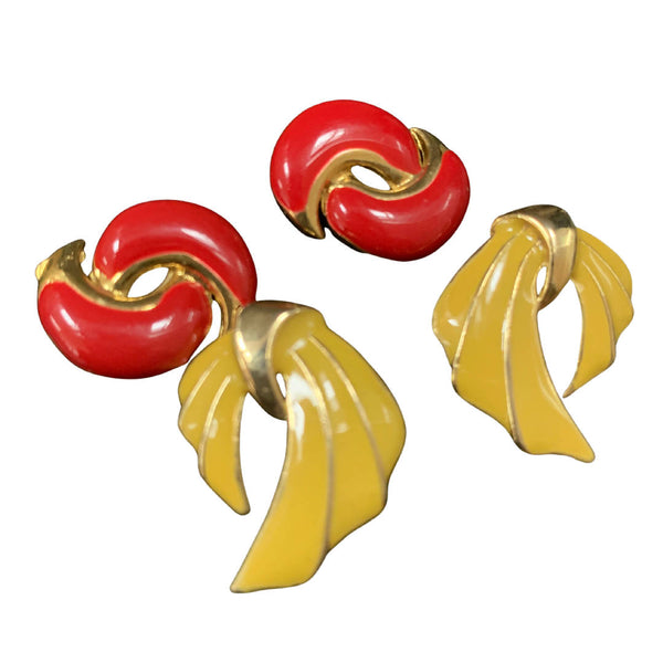 Five pairs of retro enamelled earrings