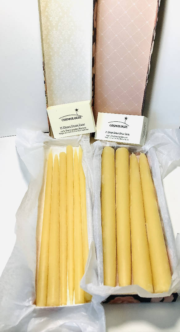100% Canadian Beeswax Taper Candles - Traditional Hand-dipped - 2 Sizes