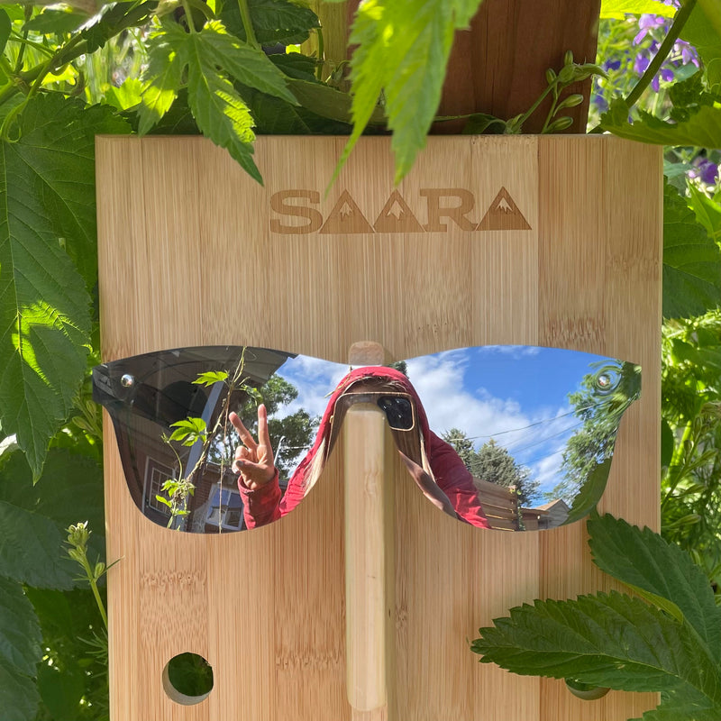 Mirror? - Silver Mirror Polarized SAARA Shades with Rainbow Wood Arms