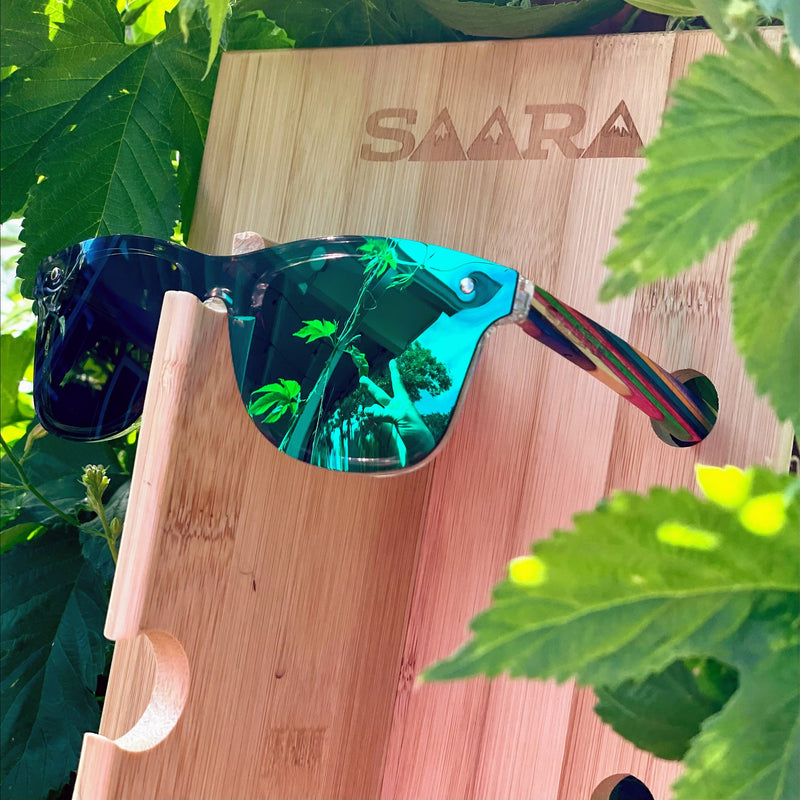 Emerald Sky Rainbow ?- Polarized SAARA Shades Rainbow Wood Arms