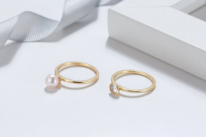 18 Carat Gold Vermeil Ring Duo