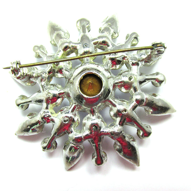 Striking Mid-Century 1950s Diamante Floral Eye-Catching Statement Pin