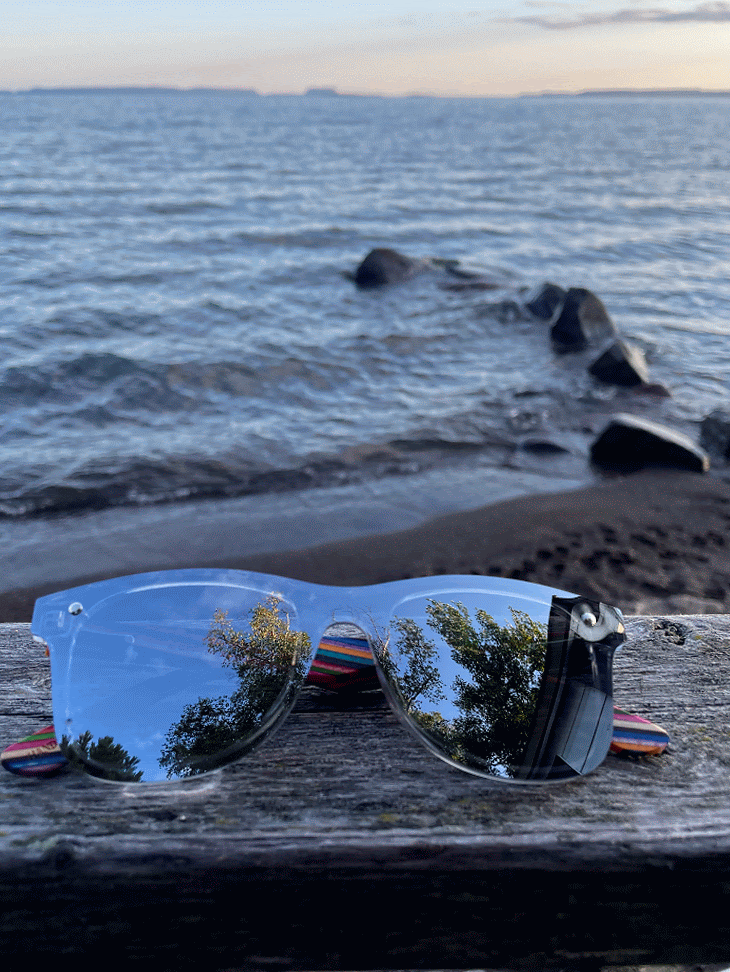 Mirror? - Silver Mirror Polarized SAARA Shades with Rainbow Wood Arms