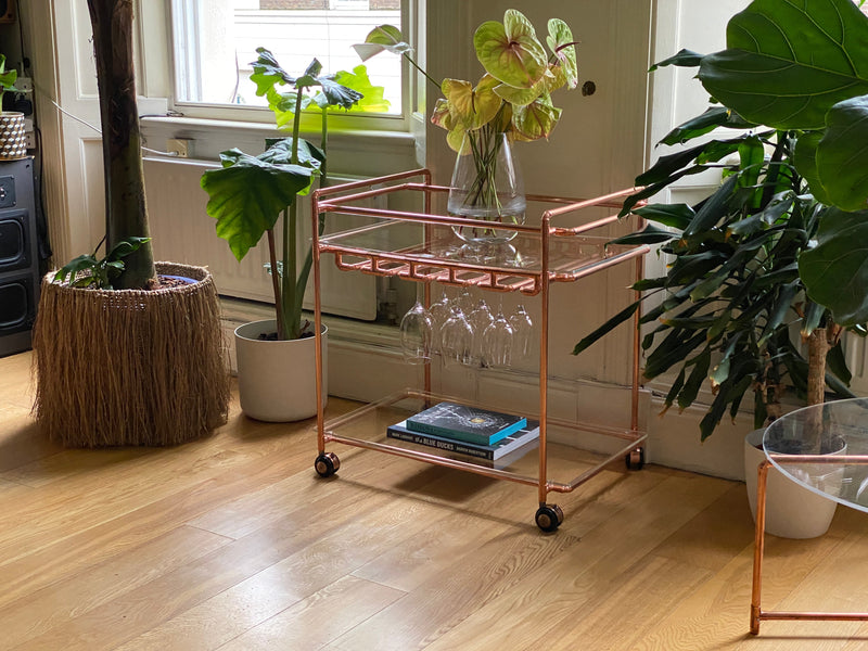 Oliver: Handmade Drink Trolley With Glass Rack Display