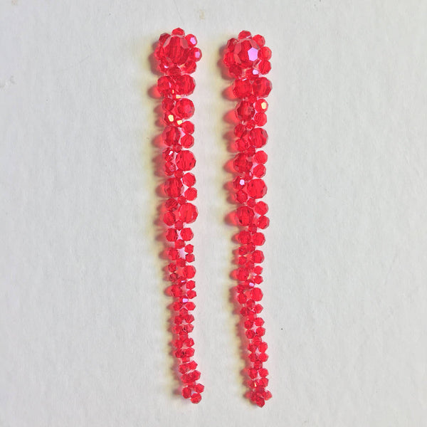Fascinating Handcrafted Red Crystal Long Earrings