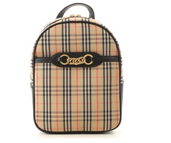 Burberry Backpack Check Gold-tone Beige
