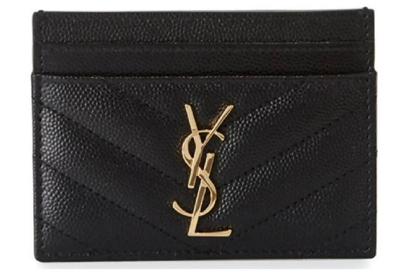 Saint Laurent Card Case Matelasse Pebbled Black