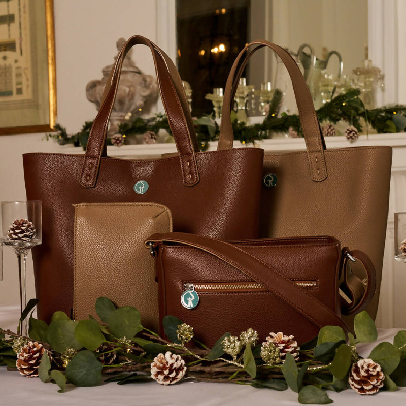 The Morphbag by GSK Signature Handbag Set in Chocolate Brown and Taupe Beige
