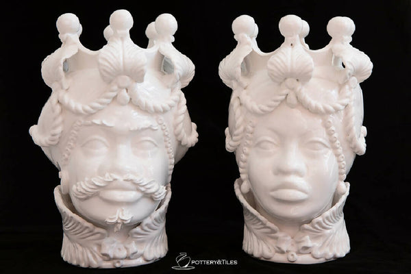 Man head vase " Testa di Moro"- White