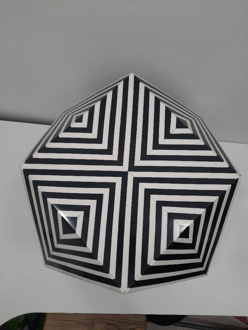 Geometric Bone Inlay Side Table