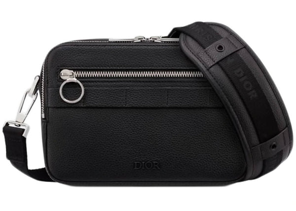 Dior Safari Messenger Bag Black in Grained Calfskin with Silver-tone
