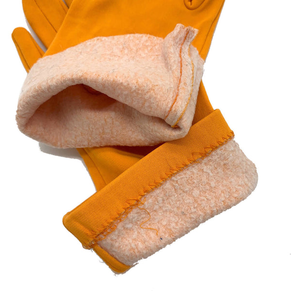 vintage soft bright orange cotton blend stretchable gloves
