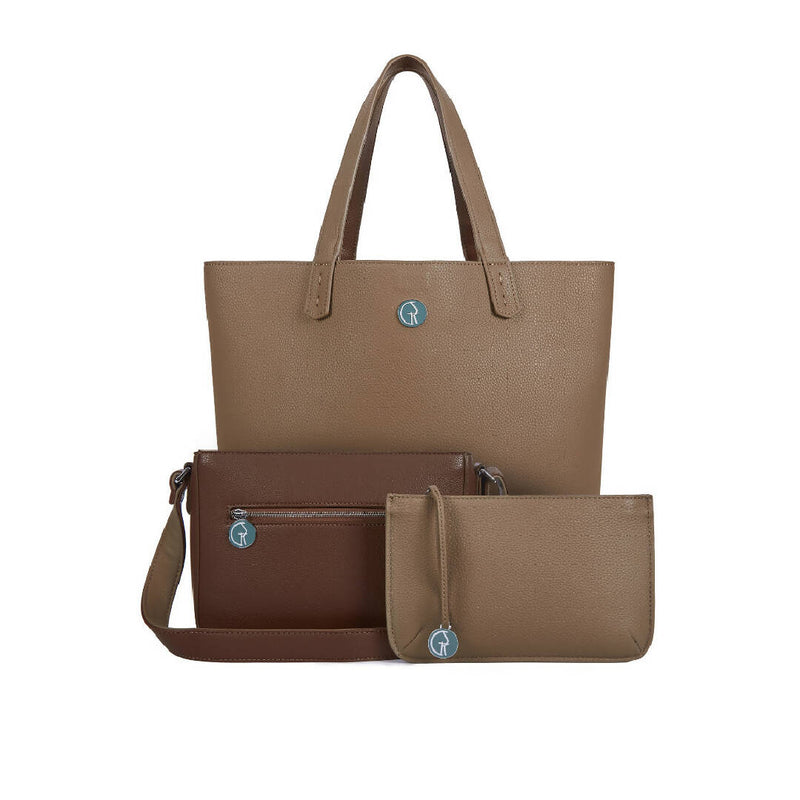 The Morphbag by GSK Signature Handbag Set in Chocolate Brown and Taupe Beige