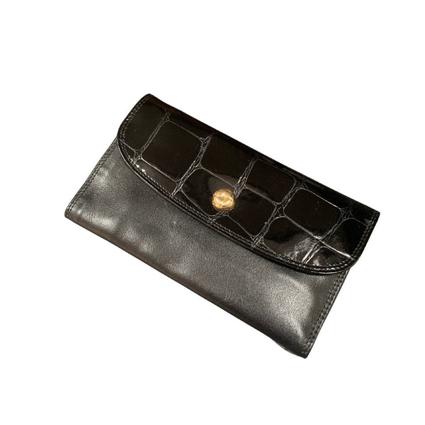 Vintage stylish black leather wallet by Jane Shilton