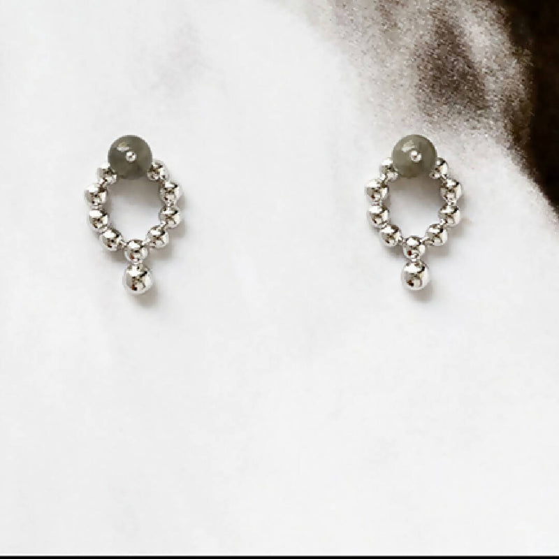 Drop ball earring - silver colour