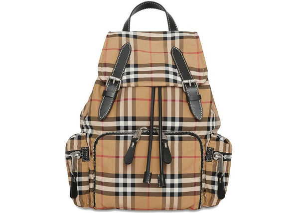Burberry The Medium Rucksack Vintage Check Nylon Antique Yellow in Polyamide with Silver-tone