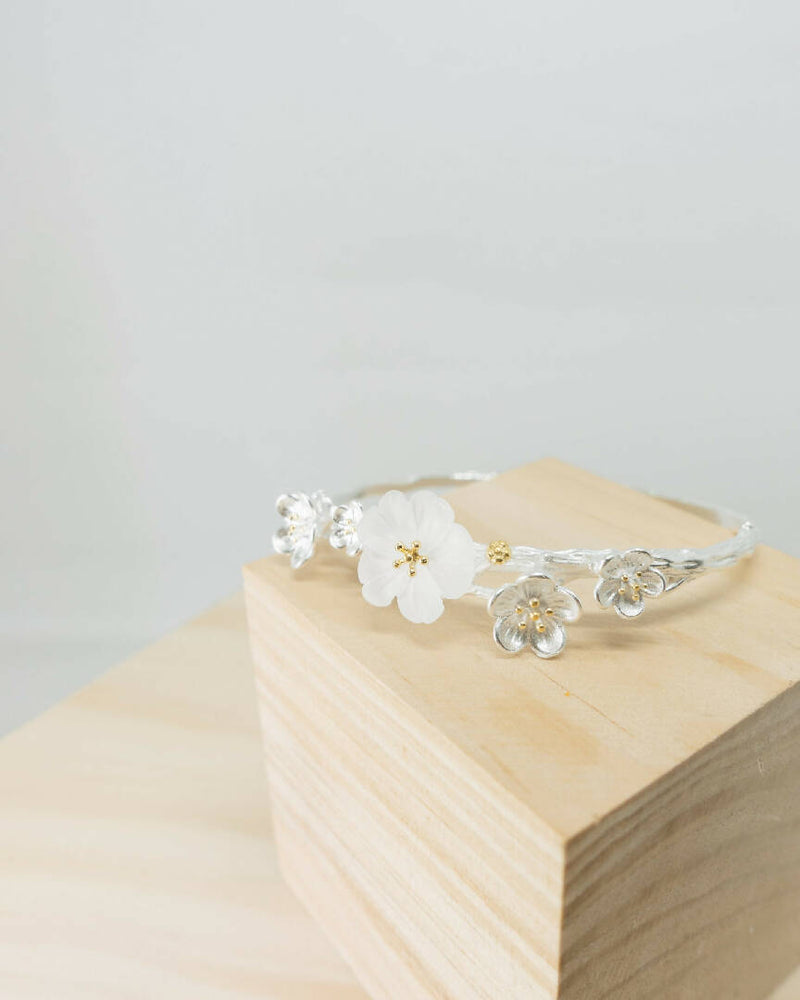 Crystal Floral Open Bangle